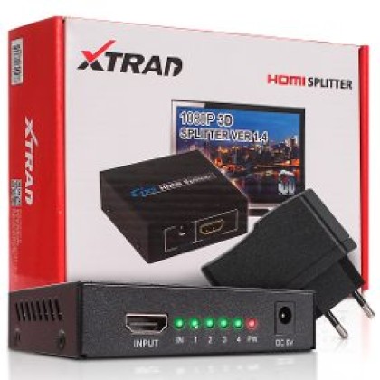 DIVISOR SPLITTER HDMI | DISTRIBUIDOR | MULTIPLICADOR | TV | 1X4| XTRAN